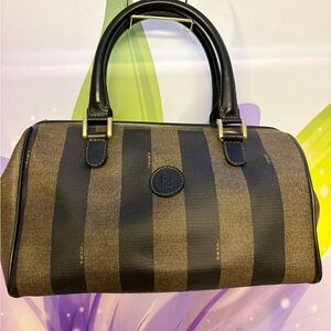 Fendi Brown and Black Striped Satchel